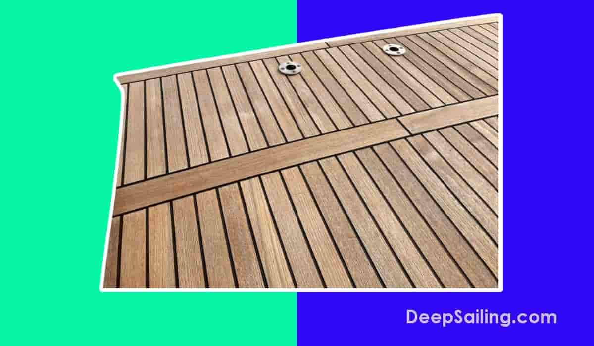 A cleaned boat teak deck